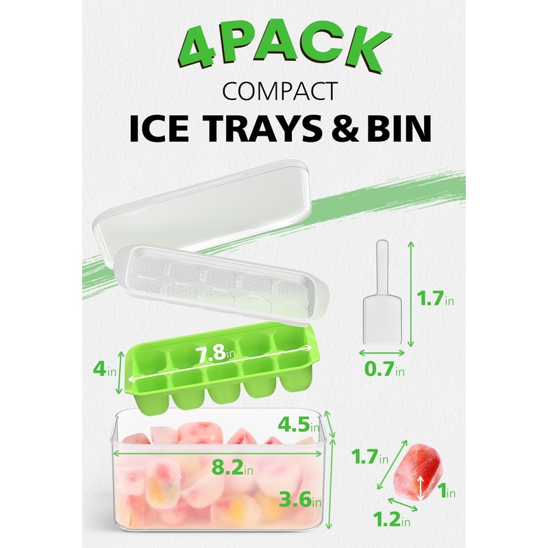 DOQAUS Ice Cube Tray with Lid and Bin - 4