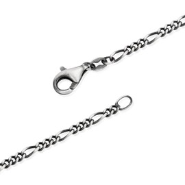45 cm Figaro curl chain 925 Sterling silver oxidized necklace round 2.2 mm wide, Sterling Silver