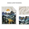 Jekeno Mountain Sherpa Blanket Sunset Forest Trees Art Printed Throw