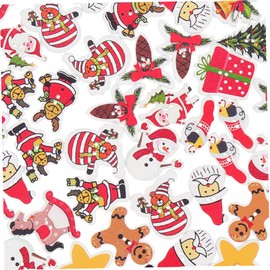 CORHAD 100pcs Christmas Wooden Buttons Santa Pattern Double Craft Buttons for Holiday Decor Natural and for Sewing Crafts and Ornaments