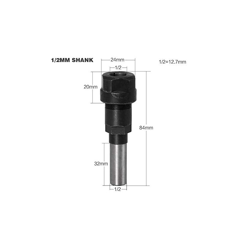 tooloflife 1/4" 1/2" Shank Router Bit Collet Extension Router Rod