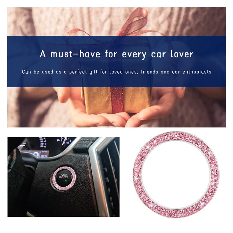 Dickno Bling Crystal Double Rhinestone Car Engine Start Stop Decoration