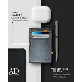 Slim Minimalist Wallets for Men & Women - Leather Front Pocket Thin Mens Wallet RFID Credit Card Holder Gifts for Men