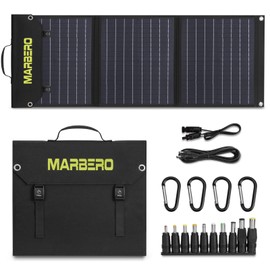 MARBERO 60W Portable Solar Panel 60 Watt Foldable Solar Panel for Solar Generators IP65 Waterproof 23% High Efficiency USB Port & DC Output(10 Changeable Adapters) for Outdoor Camping Travel Cloudy