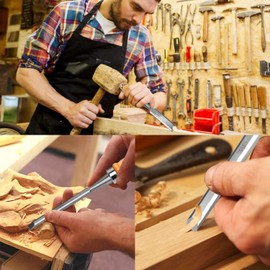 Wood Chisel Metal File,1/4,1/2,3/4,1Inch Chisel Set,Needle Files Set with Flat,Flat Warding,Square,Triangular,Round,Half-Round Files for Carving,Woodworking,Craftsman-10pcs Hand Chisel+File Set