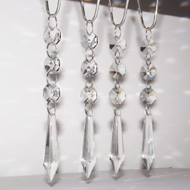 Yapicoco Shower Curtain Hooks Rings for Bathroom, 12PCS Gemstone Crystal Bead Stainless Steel Rust Resistant Clear Shower Curtain Rings for Shower Curtains, Kitchen Utensils, etc.