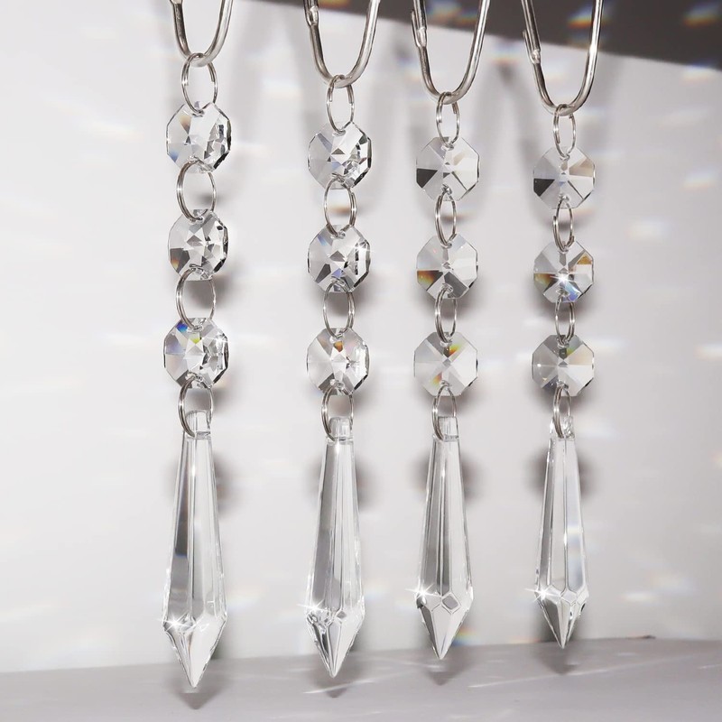 Yapicoco Shower Curtain Hooks Rings for Bathroom, 12PCS Gemstone Crystal