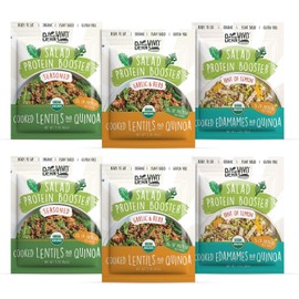 BeanVIVO - Variety 6 Pack Salad Protein Boosters - Seasoned, Garlic & Herbs, Edamame - Delivering a burst of taste and 10g of protein-packed goodness in every pouch 5oz pouches each