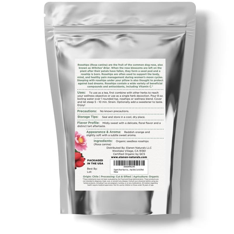 Elanen Naturals Rosehips, USDA Certified Organic, Whole - Size: 1