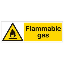 V Safety Flammable Gas - Landscape 300 x 100 mm - 2mm Super-Tough Rigid Plastic Safety Sign