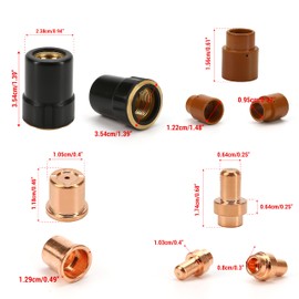 12Pcs Plasma Electrode Cutter Tips Kit Cutting Consumable Compatible for Eastwood Versa-Cut 40 Cutter Torch 40Amps Trafimet CB50 Plasma Torch (Electrode+Tip+Swirl ring+Shield Cup)