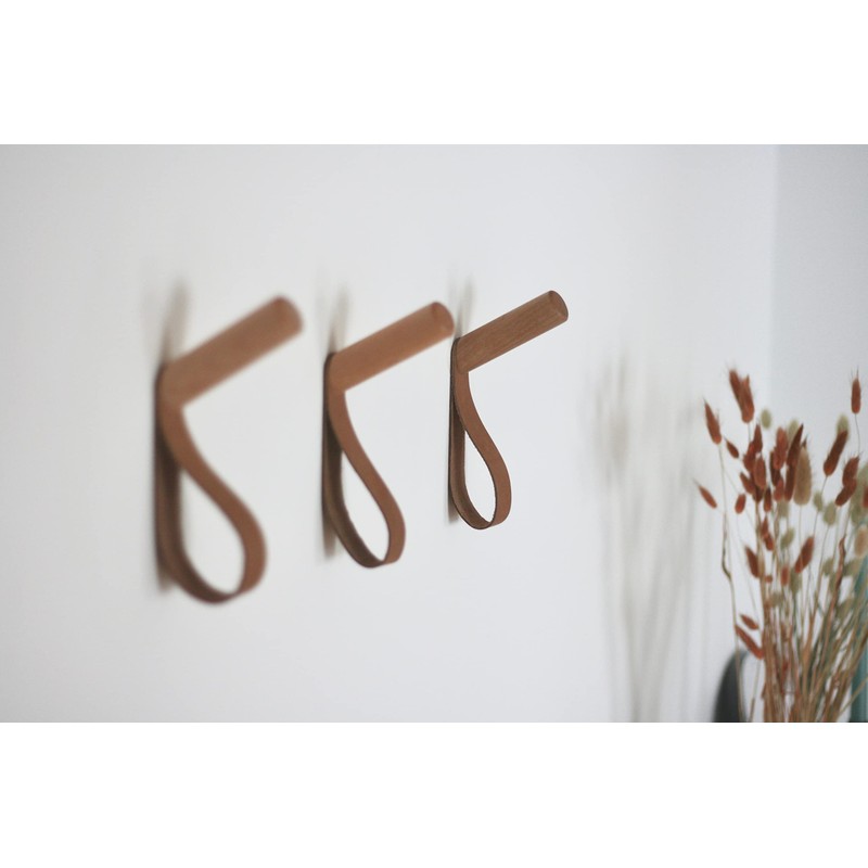 anaan "Forest Coat Hooks Wood with Leather Strap Wall Hook