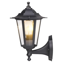 Bright Source Outdoor 6-Sided Cage Lantern, Traditional Coach Style, IP44, Black, E27 Edison Screw Bulb Fitting