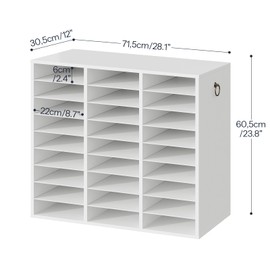 HOOBRO Literature Organizer, 27 Compartments Wooden Mail Organizer, Countertop Literature Sorter with Adjustable Shelves for Home, Office, School, Student Mailbox for Classroom, White WT27WF01