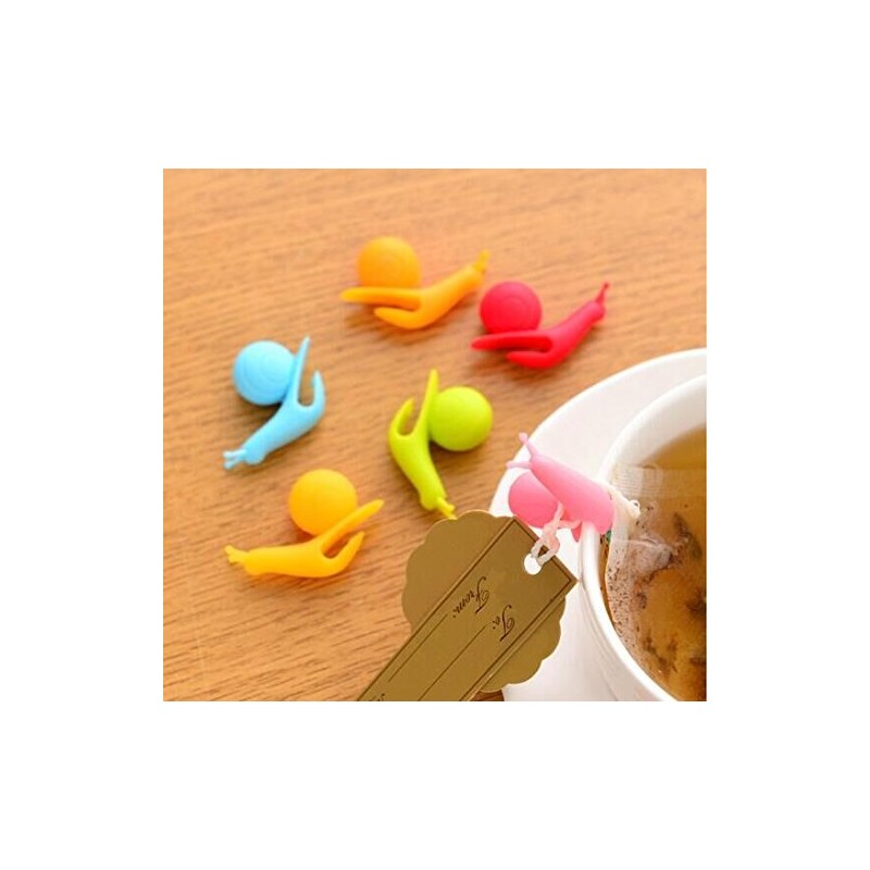 Drhob 6 pcs Exquisite Snail Shape Silicone Tea Bag Holder