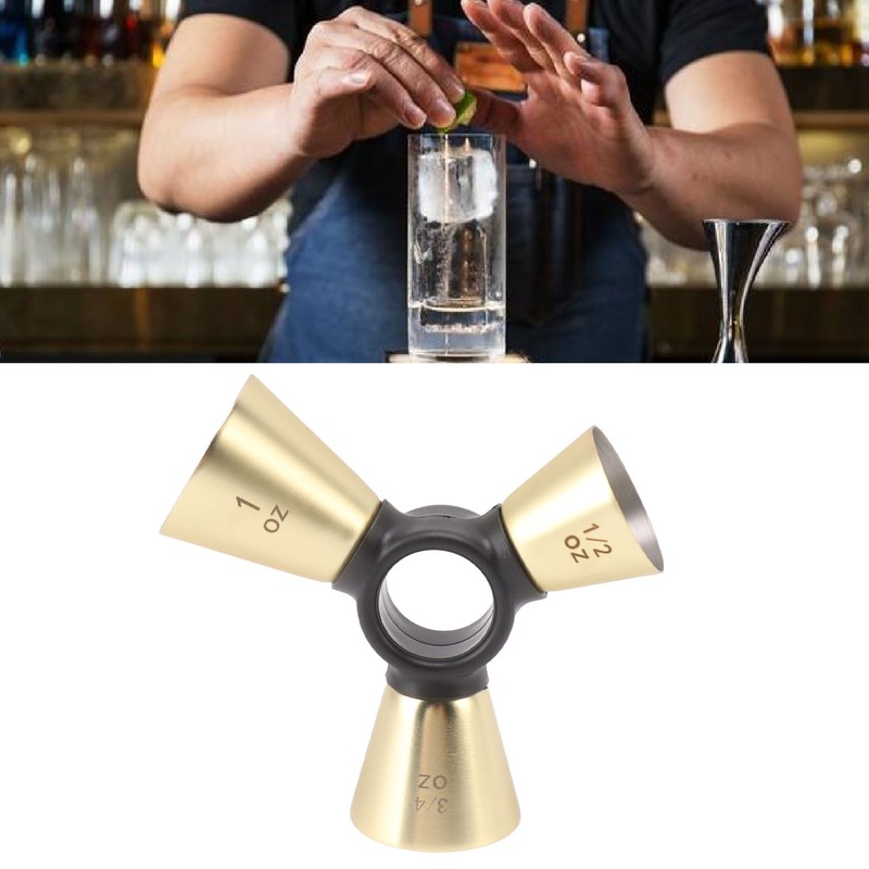 3 End Bar Measuring Cup 304 Stainless Steel Ergonomic Wine