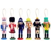 6pcs 12cm Small Wooden Nutcracker Soldier Christmas Nutcracker Figures Hanging