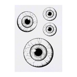 4 x 'Eyeball Front View' Temporary Tattoos - Water Resistant, Skin-Safe, Non-Toxic Transfers, Mixed Sizes (TO00082854)
