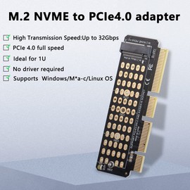 GELRHONR M.2 NVMe PCIe 4.0 Adapter with, Support M Key 2280, 2260, 2242, 2230 M.2 for 1U Case (Not Support NGFF)