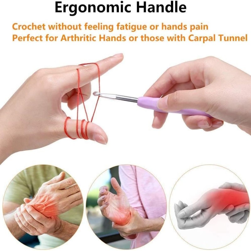 9 Pcs Crochet Hooks Set Ergonomic Handle Extra Long Extreme