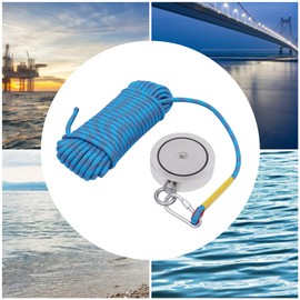 Gbonklong 4000lb Kit Deluxe Double Sided Fishing Magnet, Magnetic Fishing Kit with Case, Rope, Gloves, Hook, and Durable Rubber Protector, Heavy Duty Magnet Fishing Kit for River, Lake, Beach