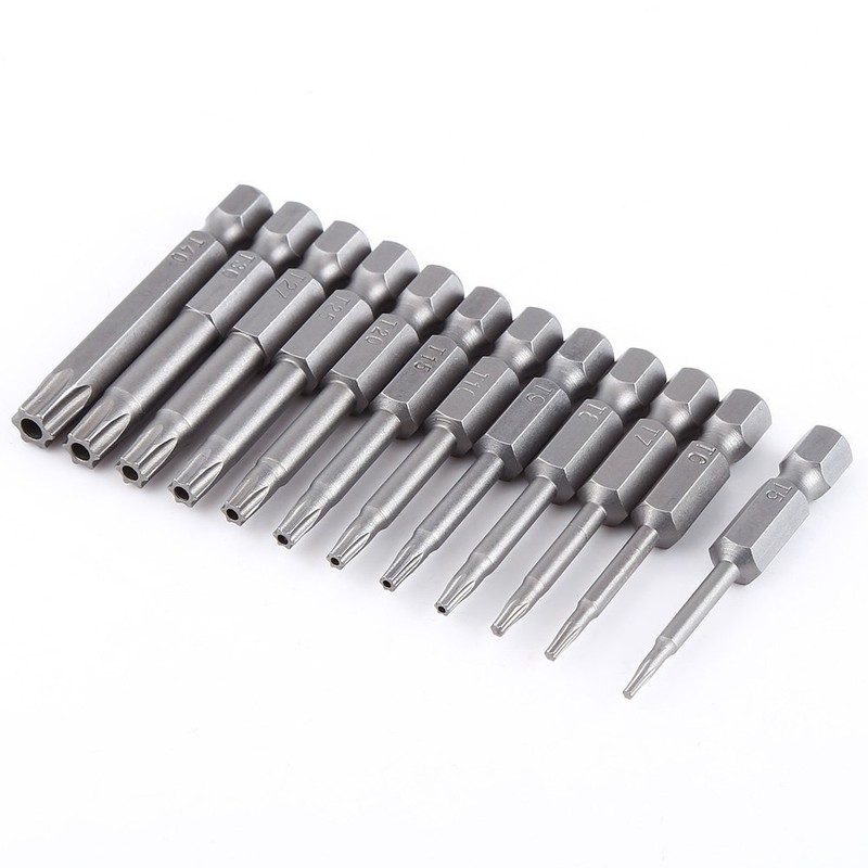 Star Head Bit 12pcs 1/4" Shank 50mm S2 Steel Magnetic