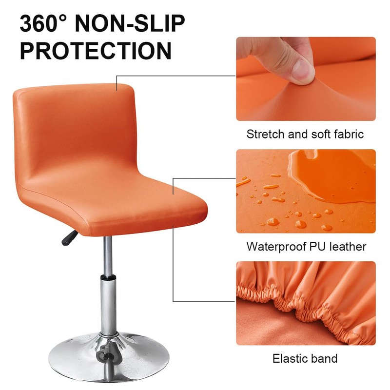 Bifaunvogel Waterproof PU Bar Stool Covers, Slipcovers, Counter Height, Orange,