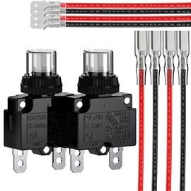 Circuit Breaker,DIYhz Thermal Overload Circuit Breaker 88 Series 6A 32V DC 125/250VAC 50/60Hz Terminal Wire Push Button Circuit Breaker Reset Boot Switch and Waterproof Button Transparent Cap 2 Pcs