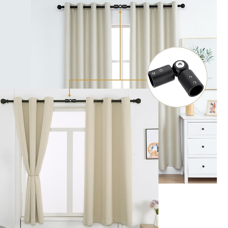 Cokritsm 2 x Corner Connectors for Curtain Rods, Adjustable Curtain