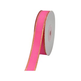 JESEP YONG 20 Yards 5/8Inch Gold Edges Grosgrain Ribbon Roll with Gold Trim for Gift Wrapping, Crafts, Hair Bows Making, Wedding Party Decoration (JS273 Rose)