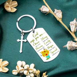 Christian Keychain Religious Gifts For Women Cross Bible Verse Key Chain Inspirational Sunflower Gifts Baptism Gifts For Girls Teens Biblical Scripture Keychains For Women Friends Mom Daughter