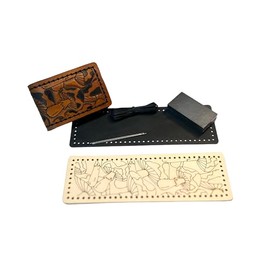 Veg tan Leather Carving Money Clip kit (Mushroom)