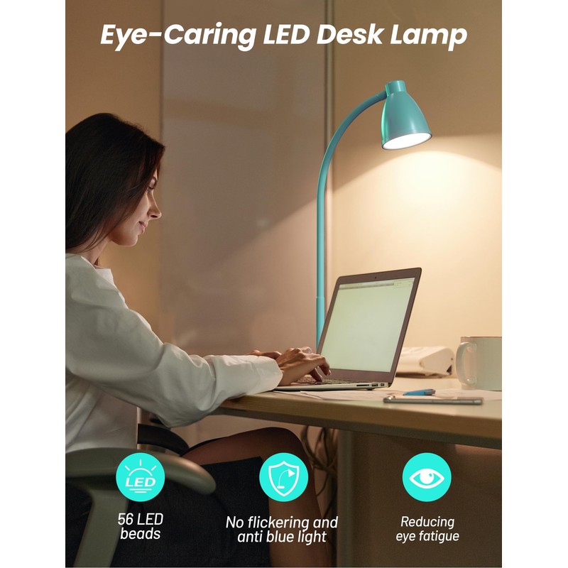 BOHON LED Desk Lamp with USB Charging Port, 3 Color