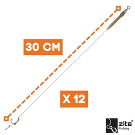 Zite Fishing Carp Rigs Set - 12 Ready Tied Leaders Boilie Fishing - Braided Fishing Line and Hooks #2-8