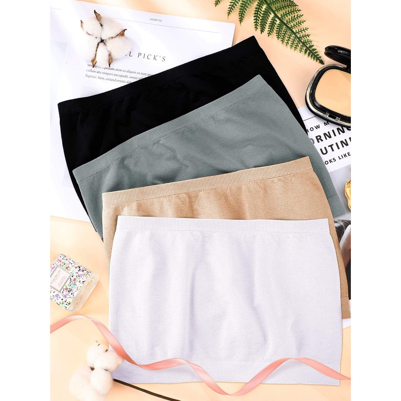 Geyoga 4 Sujetadores Bandeau sin Tirantes (Colores Elegantes, L)