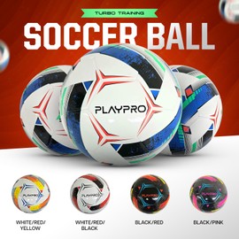 Turbo Soccer Ball - Beautiful Design Size 2, 3, 4 and 5 for All Ages. (White/RED/Yellow, 4-6 Pack)