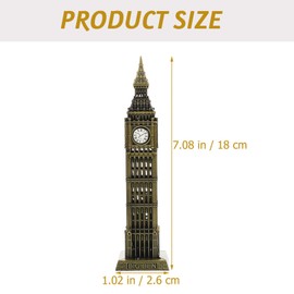 Big Ben Statue London Landmark Metal Collectible Figurine 7 Inches England Big Ben Building Model for Tourism Souvenir Vintage Home Decoration