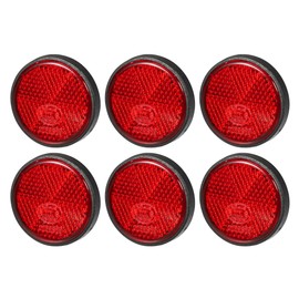 X AUTOHAUX 6pcs 1.73"x0.31" Universal Reflector - Round Motorcycle Bike Safety Reflector Increase Visibility and Safety on The Road - Plastic Red