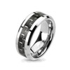 Tapsi´s Coolbodyart® Unisex Titanium Silver Black Carbon Inlay Ring Ring