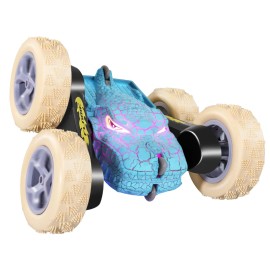 Dinosaur Stunt RC Car: 360° Flips & 4WD W/Wheel Lights, 2.4GHz Rechargeable Remote Control Toy for 6-12 Year -Birthday/Xmas GiftColor: Blue
