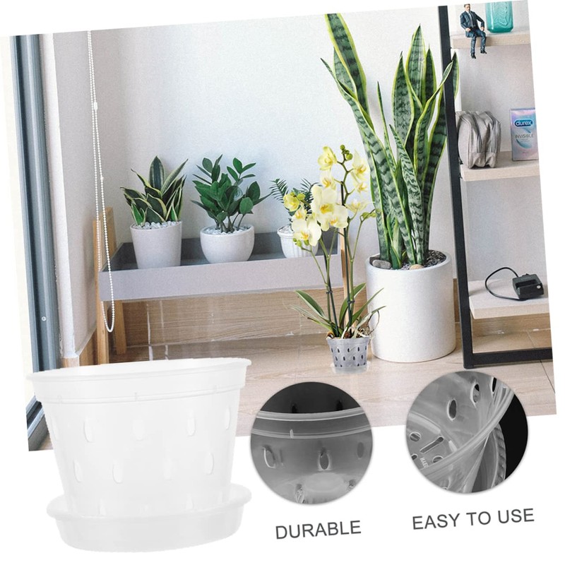 Kisangel 2sets Clear Orchid with Saucers of Gardening Nursery Pots
