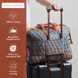 Maison d' Hermine Weekend Bag Cotton Quilted Duffel Overnight Luggage Weekender Gym Bag for Gifts Travel Men Women Business Travellers Family Trip, Imperfection