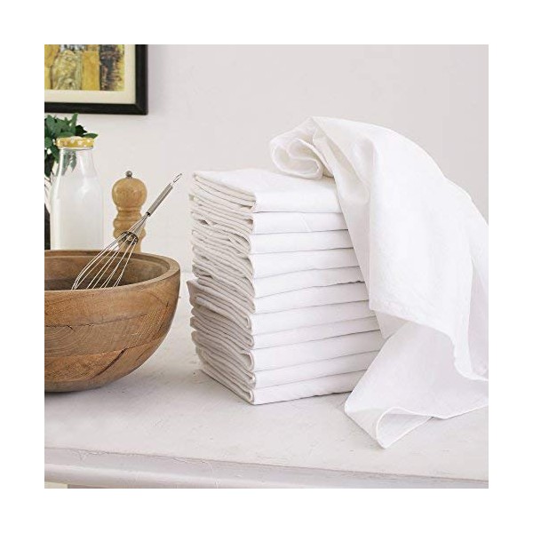 DG Collections Flour Sack Dish Towels, 100% Cotton, Set of