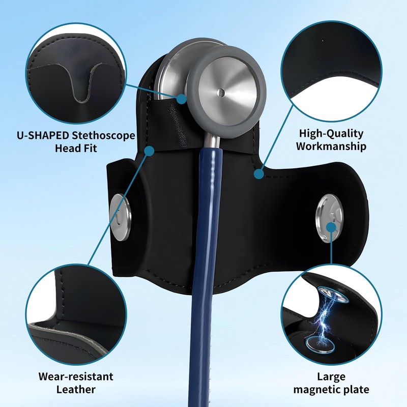 Magnetic Stethoscope Holder Clip 2-Pack (Black & Pink) - Secure