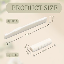6 String Acoustic Guitar Bridge Saddle & Nut Set, Made of Real Bone Fit for 74mm Bridge Slot, 43mm Neck Slot for Acoustic Folk Guitars, Guitar Accessories Replacement (Ivory Color) 3 Pairs