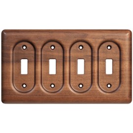 YDJSA 4-Gang Four Light Switch Plate Handcrafted North American Walnut Wall Plate for Rustic and Stylish Homes