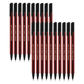 NATARAJ Classy 20 x 0.7mm Fine Point BLACK Ballpoint Pens + 1 x ZOFAX Ball BLACK Pen