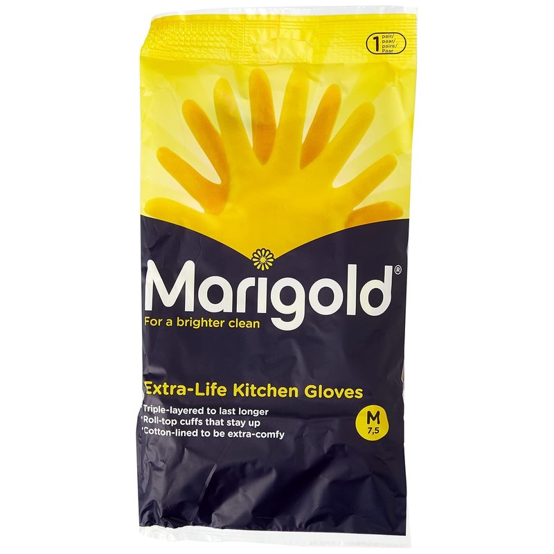 MARIGOLD GLOVES KITCHEN MEDIUM MEDIUM | 6 PACK BUNDLE,Yellow |