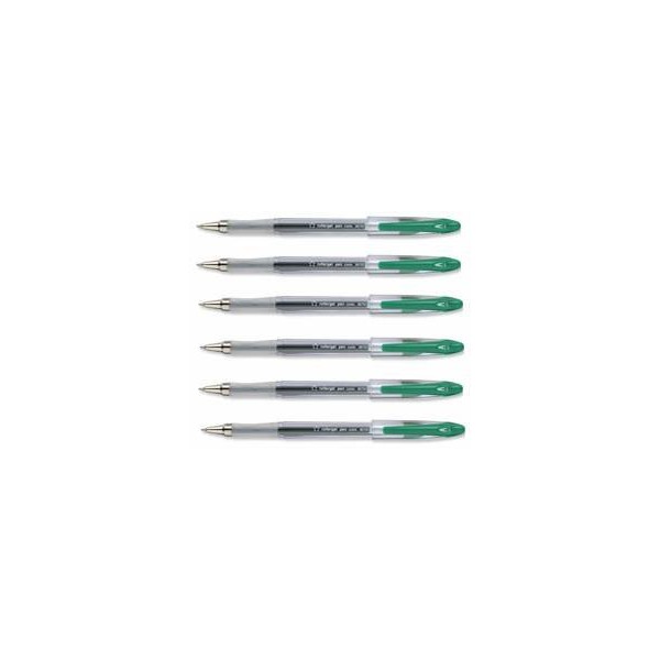 6 x 5 Star Green Roller Gel Pen Clear Barrel