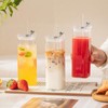 KEMORELA 6 Sets Glass Cups with Lids & Straws, Square